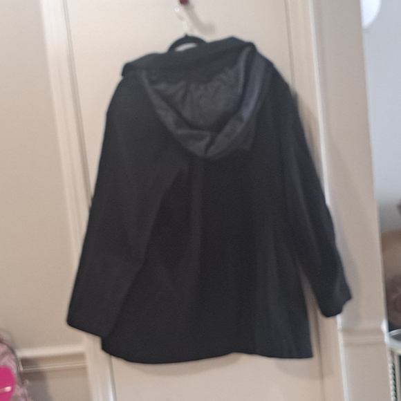 Avenue Black Double-Breasted Peacoat With Hood - Picture 10 of 11